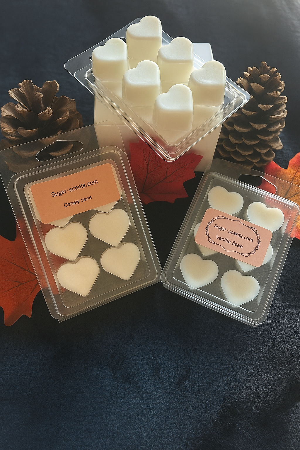 Wax melts and car fresheners with memorial wings ornaments and autumn styling